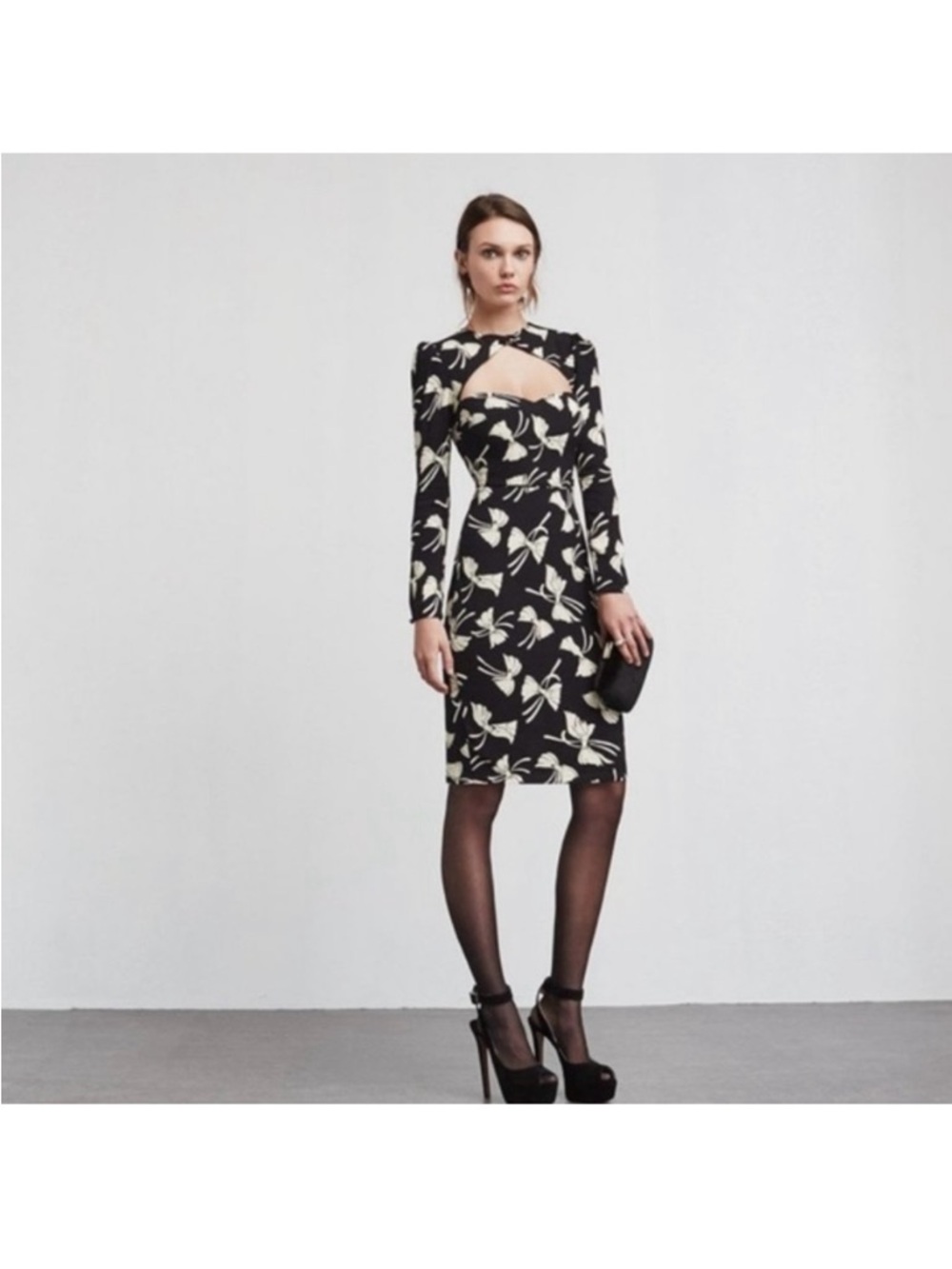 REFORMATION; Laselle Dress with White Bow Print